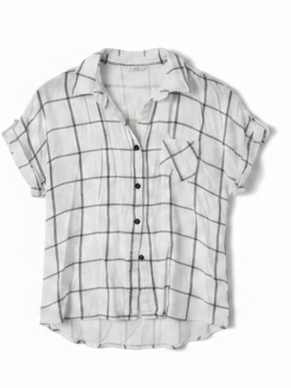 Casual White Windowpane Button-Down Shirt